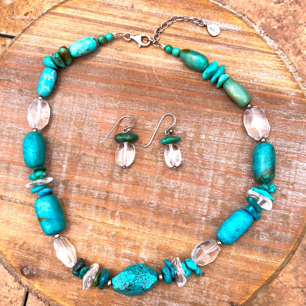 Barse Turquoise Necklace & Earring Set - 9…
